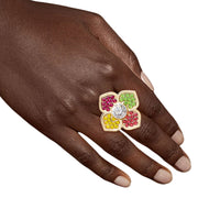 Rainbow Elegance: Flower Ring