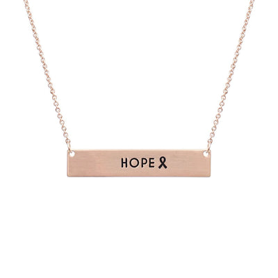 Rose Gold Ribbon HOPE Plate Necklace