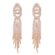 Gold Double Circle Fringe Earrings