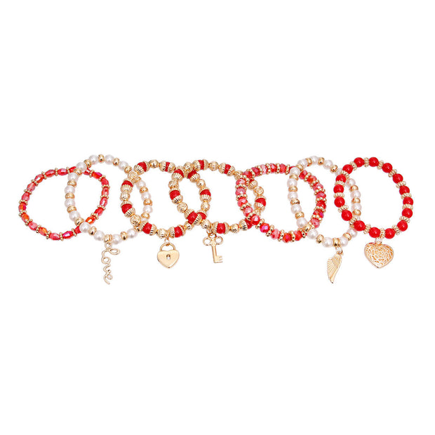 Red and Pearl Love Bracelets