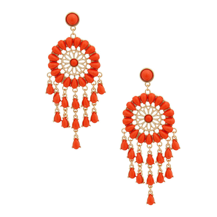 Coral Bead Dream Catcher Earrings