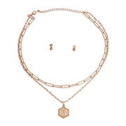 R Hexagon Initial Charm Necklace