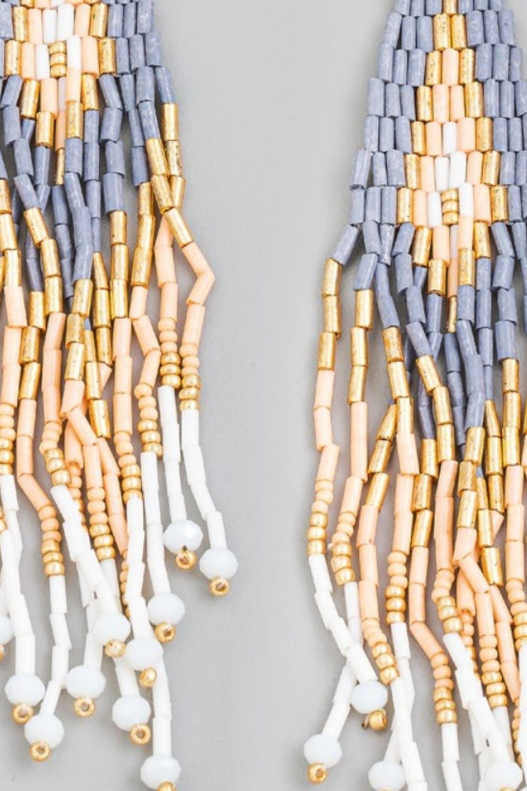 Fame Seed Beaded Fringe Drop Earrings