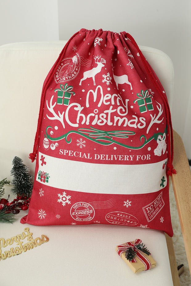 White Christmas Drawstring Large Gift Bag 50*66cm