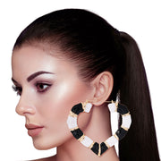 Black and White Heart Bamboo Hoops