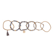 Gray Glass Love 6 pcs Bracelets