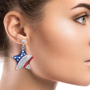 American Flag Star Metal Earrings