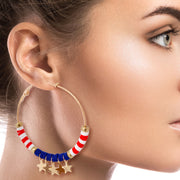 American Flag Star Dangle Hoops