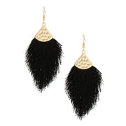 Black Silk Tassel Fish Hook Earrings