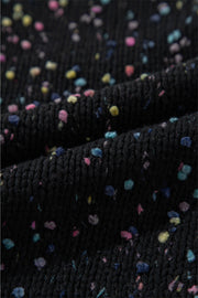 Black Rhinestone Decor Multicolor Confetti Sweater Cardigan