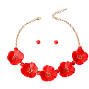 Red Flower Necklace Set