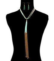 Mint Suede Drop Necklace Set