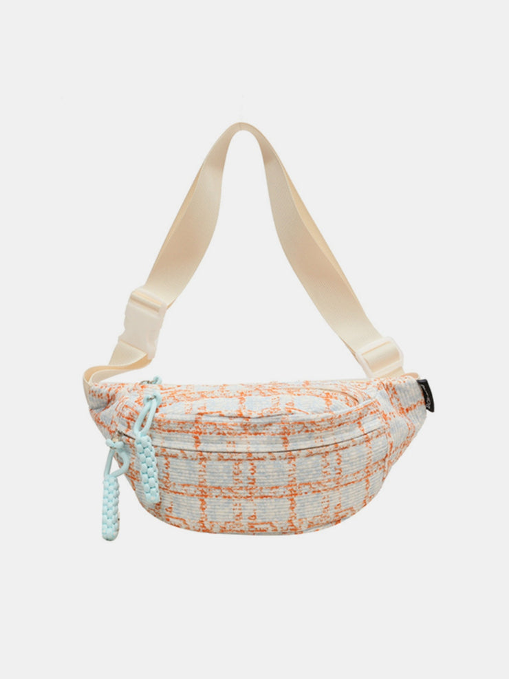 Contrast Plaid Polyester Crossbody Bag