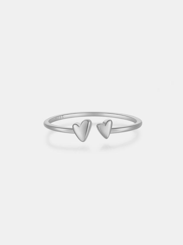 925 Sterling Silver Heart Open Ring