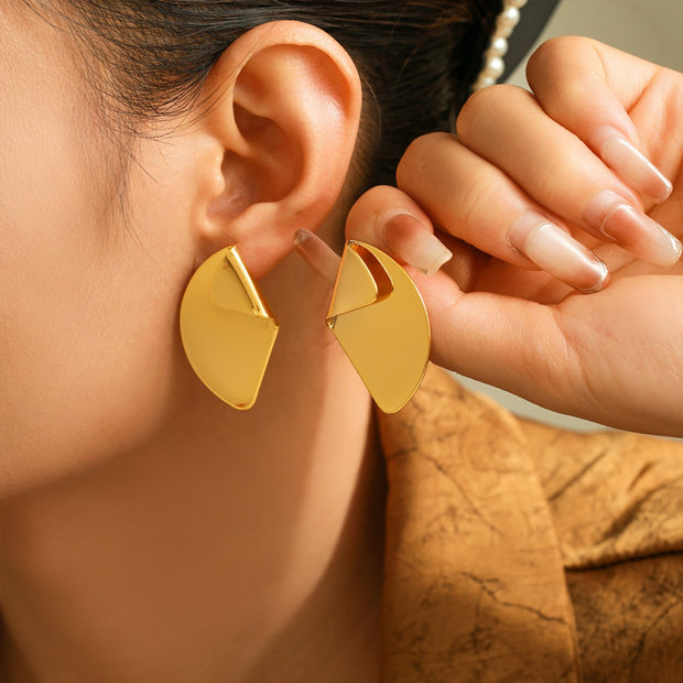 18K Gold-Plated Irregular Fan-Shaped Earrings