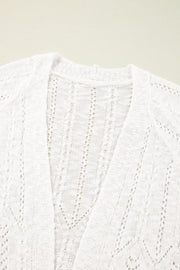 White Plus Size Eyelet Knit Open Front Cardigan