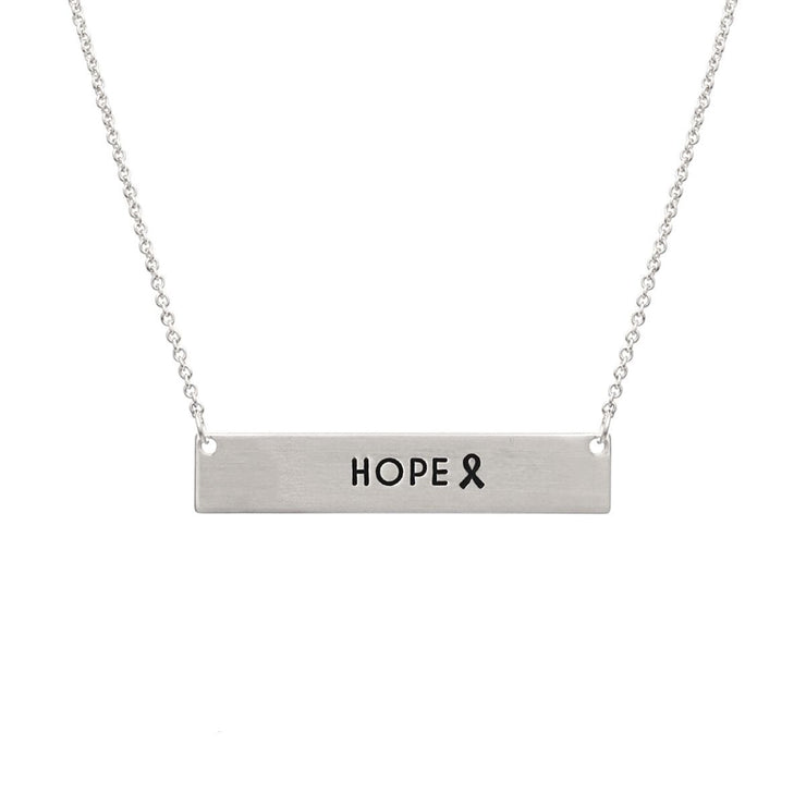 Silver Ribbon HOPE Plate Necklace