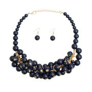 Navy Ball Bead Cluster Collar Set