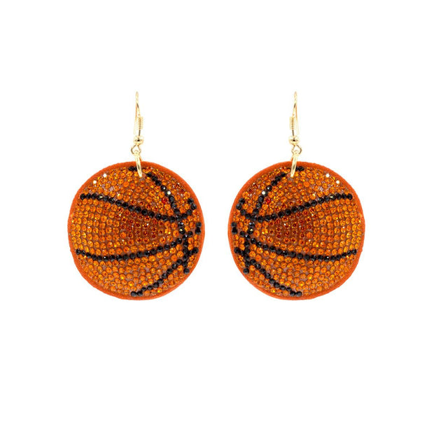 Orange Padded Basketball Earrings