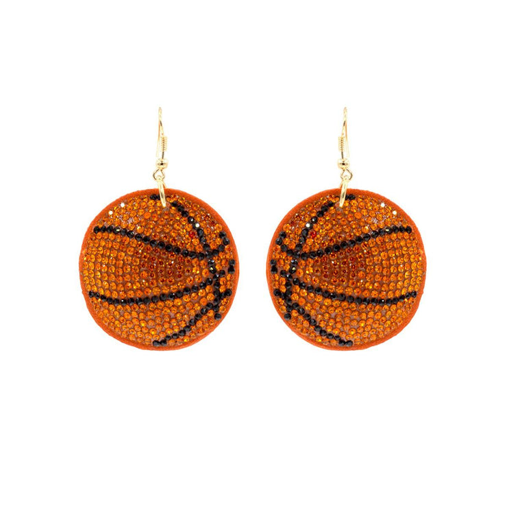 Orange Padded Basketball Earrings