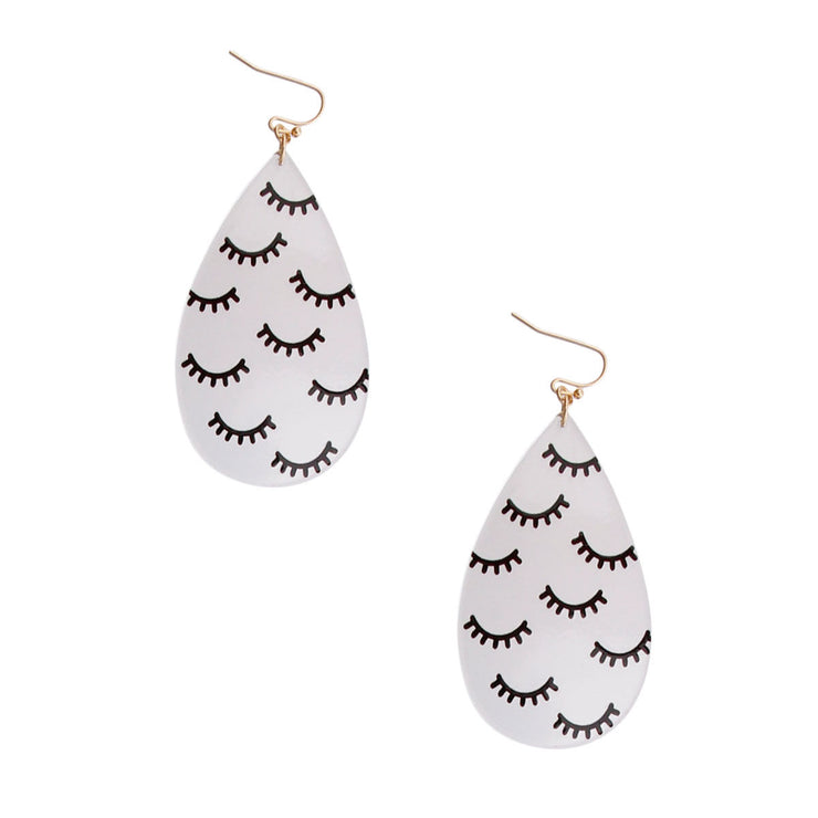 Black Eyelashes Teardrop Earrings