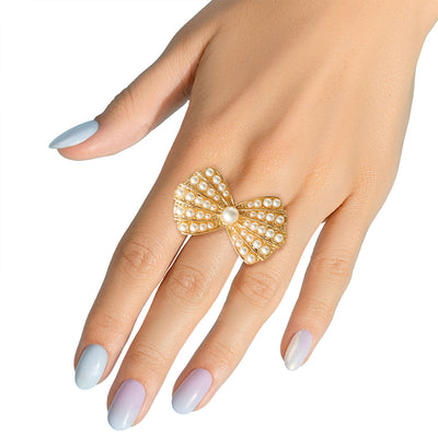 Cream Pearl Bow Ring