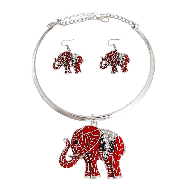 DST Red Elephant Collar Necklace