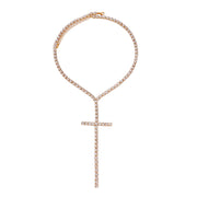 Large Gold Rhinestone Cross Pendant Necklace: Embodied Faith in Elegance