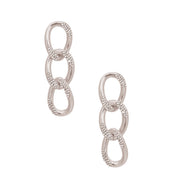 Silver Crusted Rhinestone Link Earrings