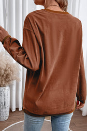 Chestnut Ribbed Corduroy Oversized Sweatshirt