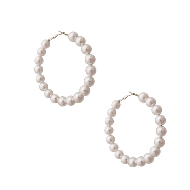 Hoops White Pearl Silver Earrings for Women