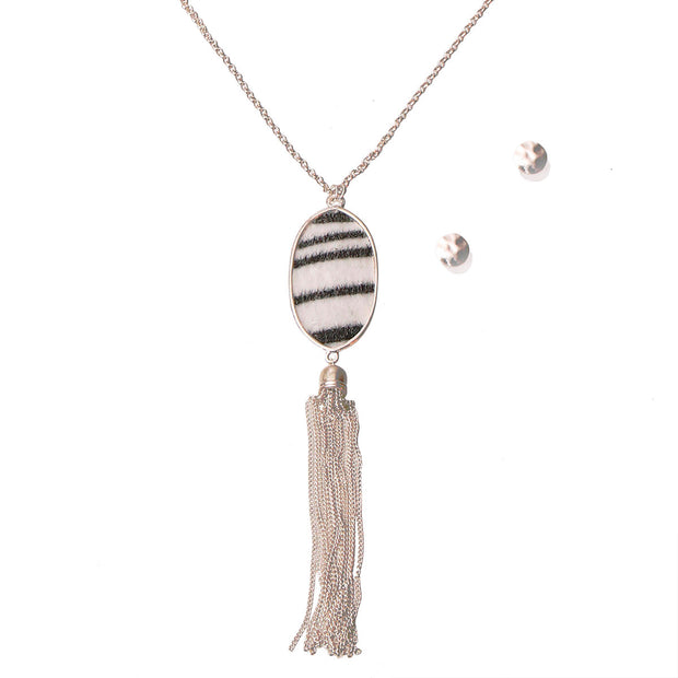 Zebra Pendant Necklace Set