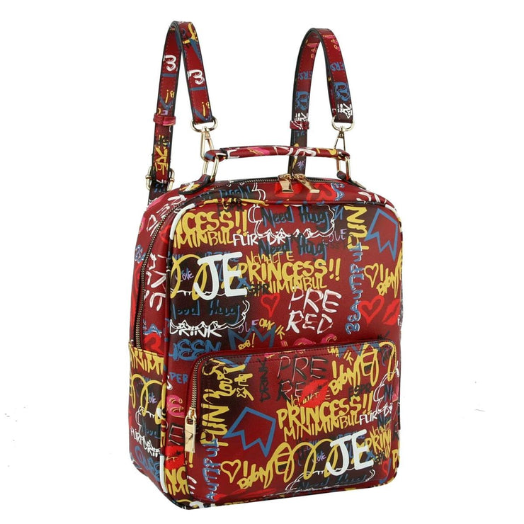 Red Graffiti Trolley Sleeve Backpack