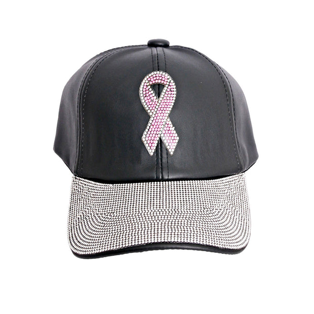 Rhinestone Cancer Ribbon Hat