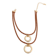 Brown Leather Ring Necklace