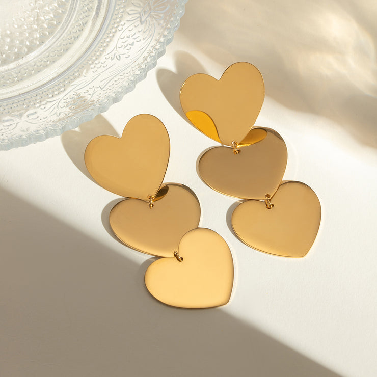 18K Gold-Plated Heart Earrings