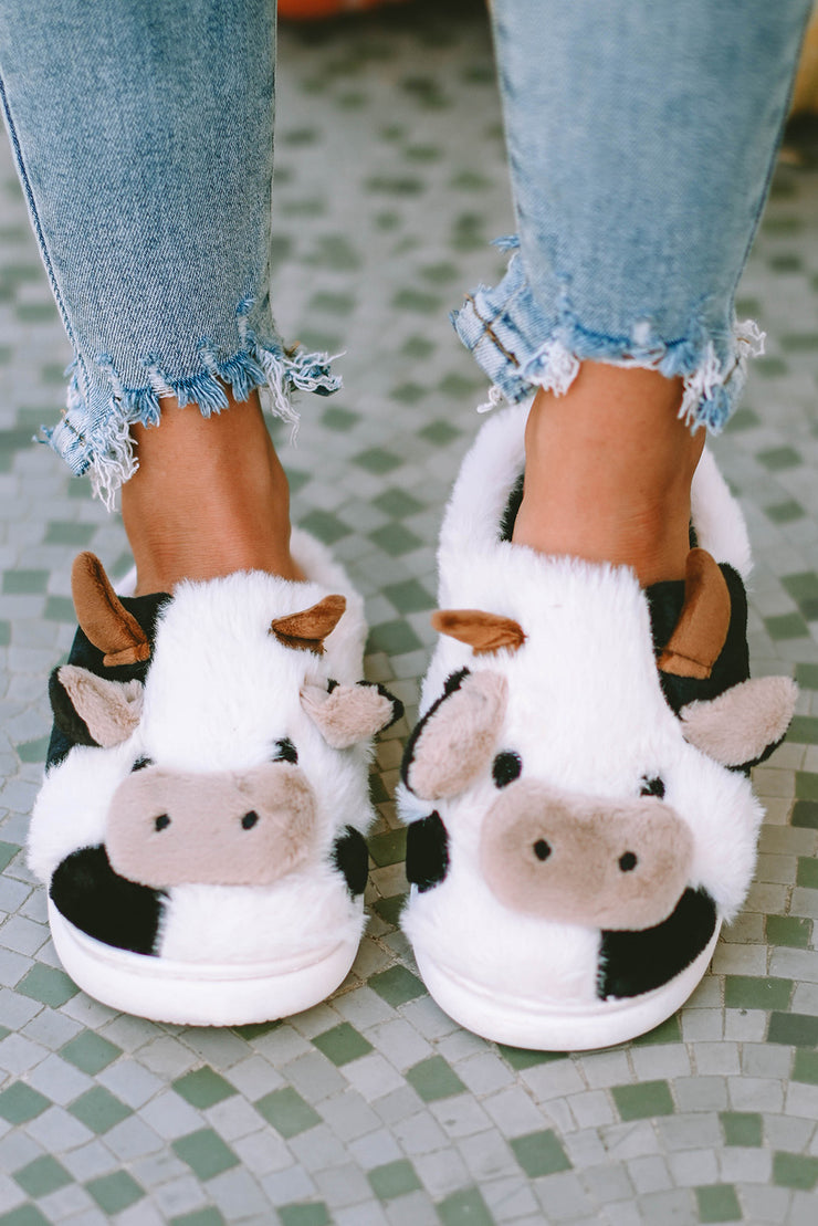 White Cartoon Animal Plush Slippers