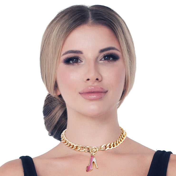 Pink Boutique High Heel Necklace