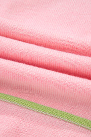 Pink Rainbow Stripes Drop Shoulder Baggy Henley Sweater