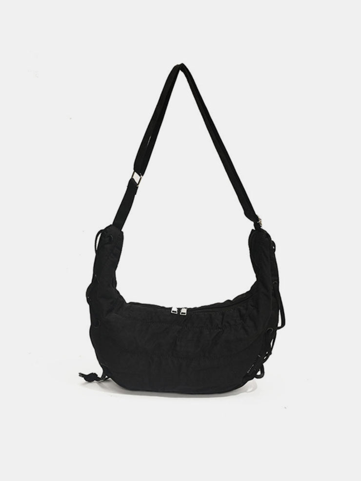 Lace-Up Polyester Crossbody Bag