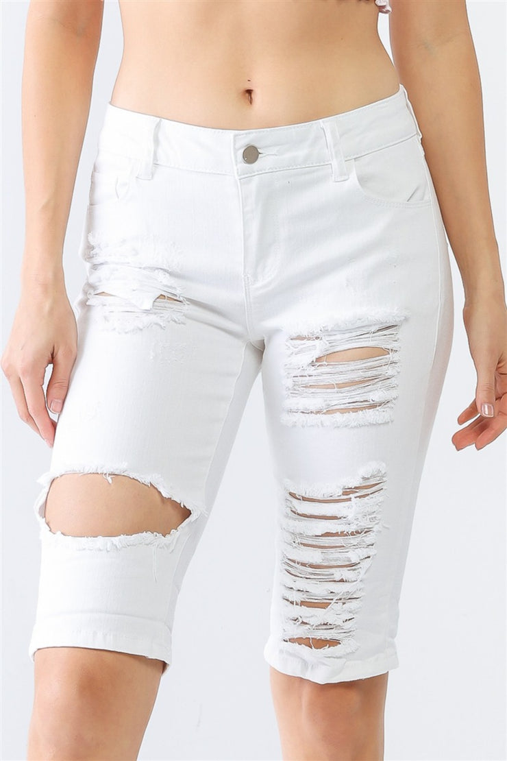 LITZ LA Distressed Bermuda Denim Shorts