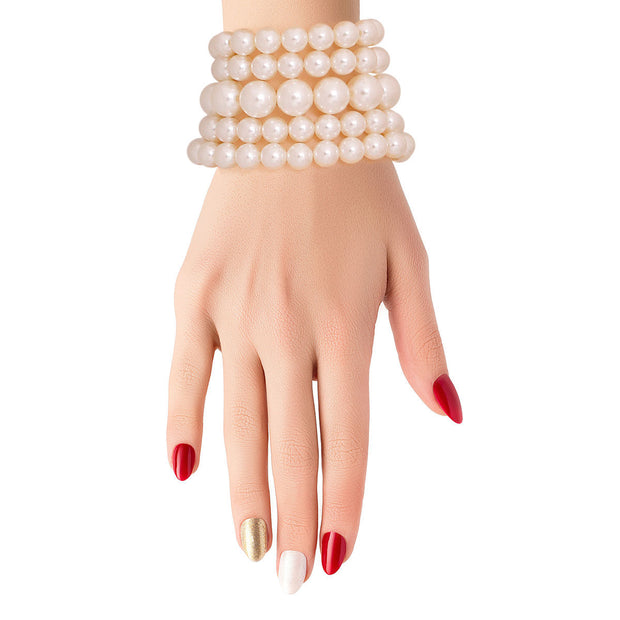 Pearl Harmony: Cream Stretch 5 Bracelet Ensemble