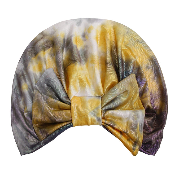 Gray Tie Dye Bow Turban