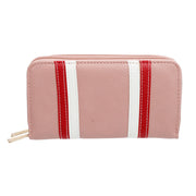 Pink Striped Double Zipper Wallet