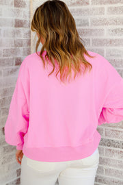 Pink Touch Down Rugby Football Embroidered Plus Size Sweatshirt