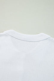 White Collared Button-up Loose Fit Casual Sweater