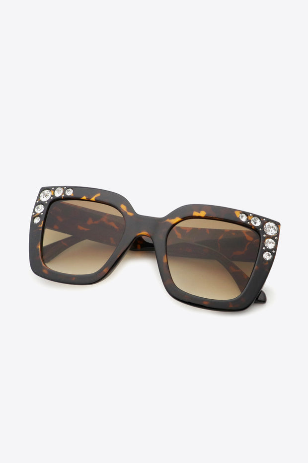 Inlaid Rhinestone Polycarbonate Sunglasses