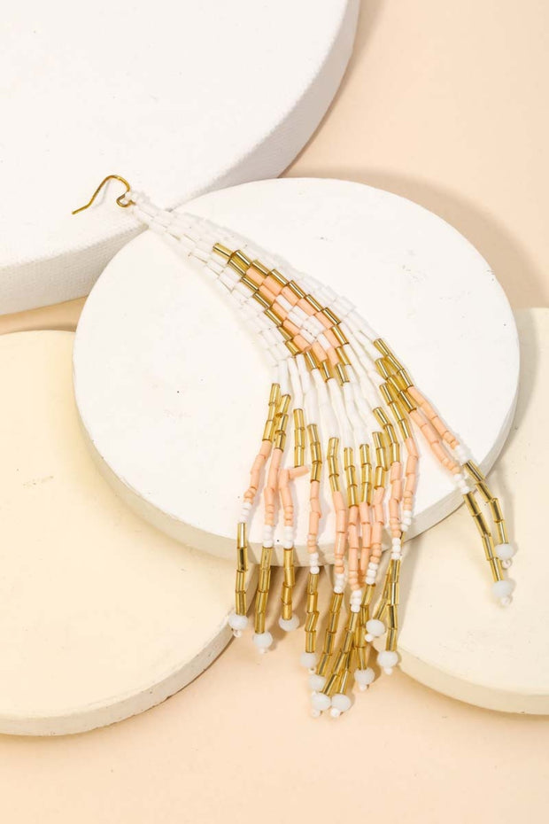 Fame Seed Beaded Fringe Drop Earrings