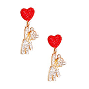 Gold Rhinestone Teddy Bear Earrings