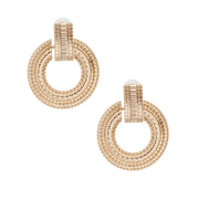 Gold Patterned Metal Circle Studs